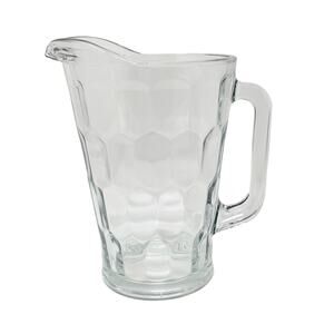 Vintage Crisa Glass Water Drink Pitcher Thick Heavy Bubble Cut RARE EUC Holiday